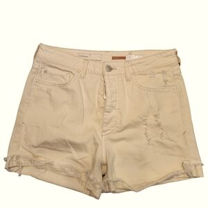 Anthropologie PILCRO Destressed white button shorts 28"